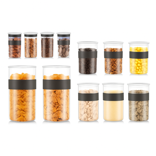 Set of 12 Food Storage Containers 4 x 0,25 / 3 x 0,6 / 3 x 1L / 2 x 2L